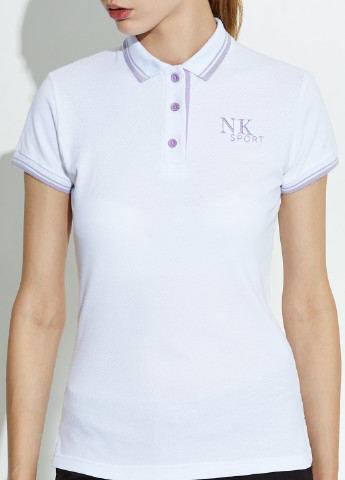 Белая женская футболка-поло NKsport с орнаментом