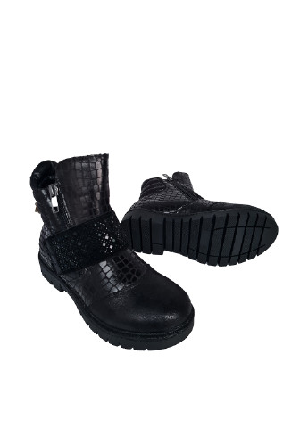 Детские черные осенние кэжуал ботинки со стразами, с тиснением для девочки