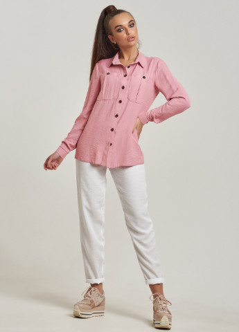 Розовая кэжуал рубашка однотонная ST-Seventeen