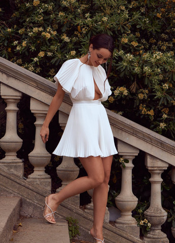 Білий кежуал сукня кльош, плісована Gepur однотонна
