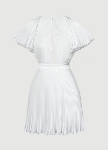 Белое кэжуал платье клеш, плиссированное Gepur однотонное