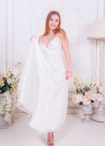 Белое вечернее платье а-силуэт FashionYouWant однотонное