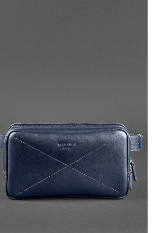 Кожаная поясная сумка Dropbag Maxi темно-синяя BlankNote комбинированная кэжуал