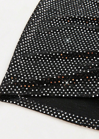 Черная вечерний однотонная юбка SHEIN а-силуэта (трапеция)