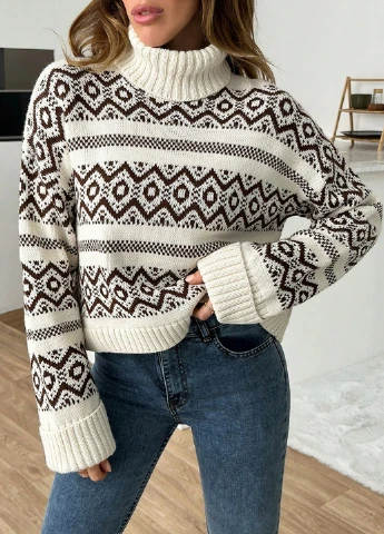 Молочный зимний свитер SHEIN