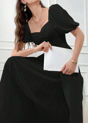 Чорна вечірня сукня а-силует SHEIN однотонна