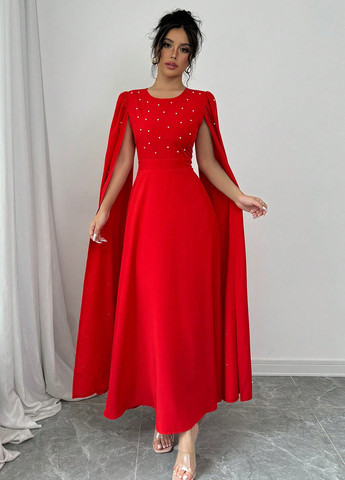 Червона вечірня, кежуал сукня а-силует SHEIN однотонна