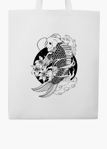 Эко сумка шоппер белая Рыбка Кои (Koi Fish) (9227-2858-WT2) Еко сумка шоппер біла 41*35 см MobiPrint (221682933)