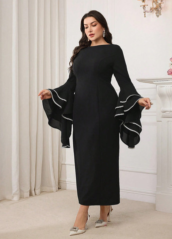 Черное вечернее платье футляр SHEIN однотонное