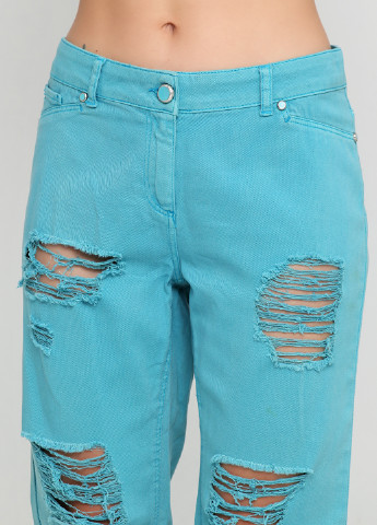 Бирюзовые джинсовые демисезонные брюки Sassofono