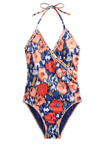 Комбинированный летний купальник слитный, халтер American Fashion