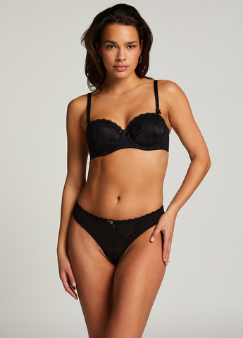 Чёрный балконет бюстгальтер Hunkemoller с косточками полиамид