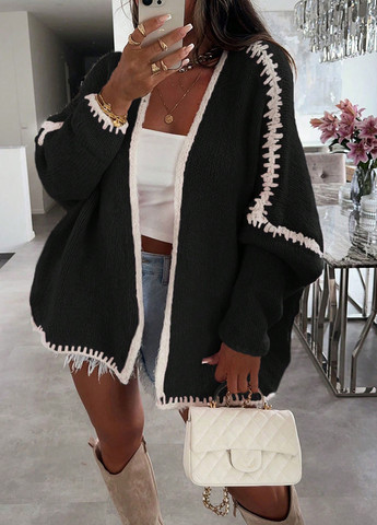 Черно-белый демисезонный кардиган SHEIN