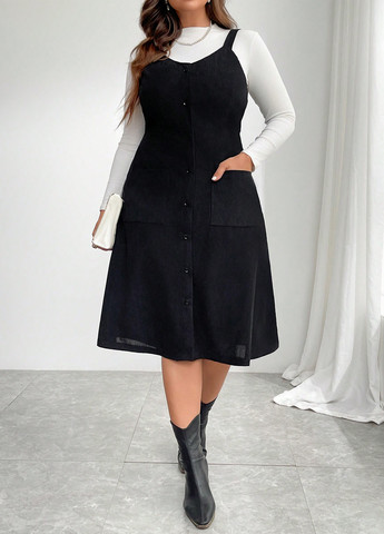 Демисезонный женский сарафан SHEIN однотонный