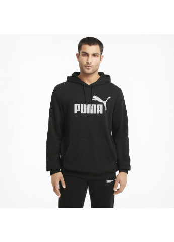 Чорна демісезонна толстовка essentials big logo men’s hoodie Puma