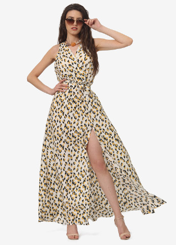 Молочное кэжуал платье Lila Kass леопардовый
