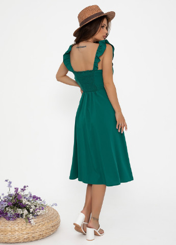 Зеленое повседневный платье женское клеш ISSA PLUS однотонное