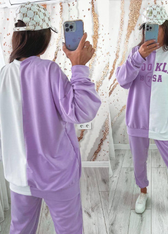 Женский спортивный костюм OVERSIZE S-M L-XL 2XL-3XL (42-44 46-48 50-52) фиолетовый No Brand (254565519)
