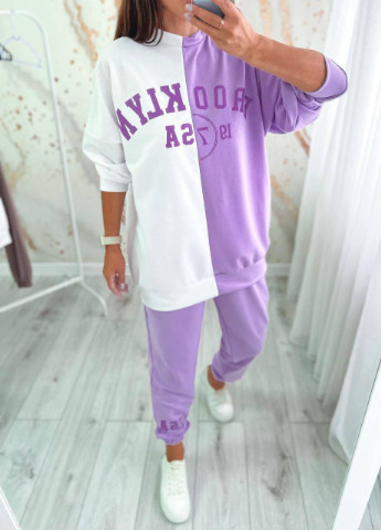 Женский спортивный костюм OVERSIZE S-M L-XL 2XL-3XL (42-44 46-48 50-52) фиолетовый No Brand (254565519)
