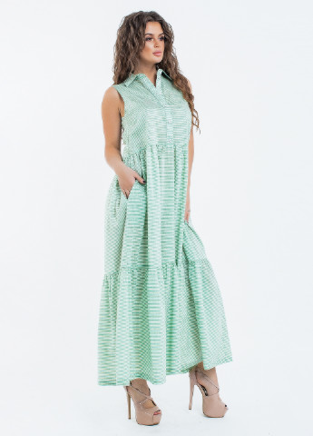 Светло-зеленое кэжуал платье оверсайз Modna Anka в полоску