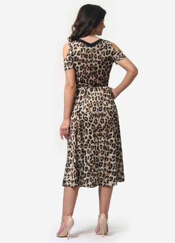 Коричневое кэжуал платье клеш Alika Kruss леопардовый