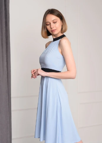 Блакитна кежуал сукня Let's Shop однотонна