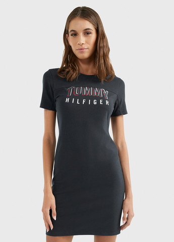 Чорна кежуал сукня сукня-футболка Tommy Hilfiger з логотипом