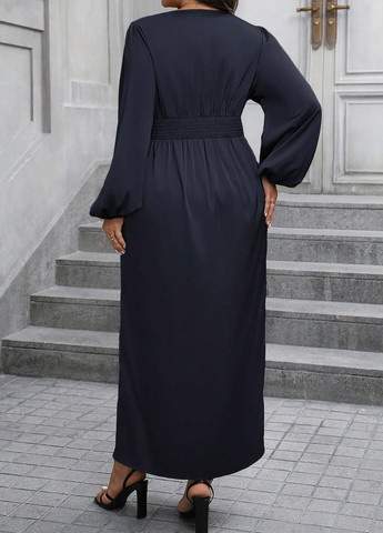 Темно-синее кэжуал платье SHEIN однотонное