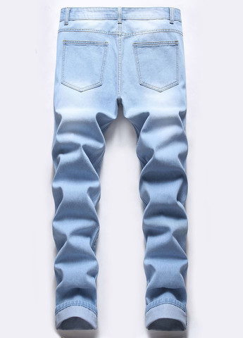 Светло-голубые демисезонные зауженные джинсы SHEIN