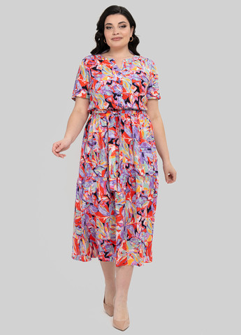 Комбинированное кэжуал платье а-силуэт A'll Posa с абстрактным узором