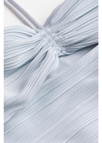 Світло-блакитна вечірня сукня плісована, з відкритою спиною H&M однотонна