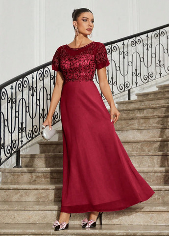 Бордова вечірня сукня а-силует SHEIN однотонна