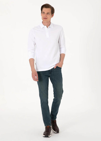 Белая футболка-поло для мужчин Pierre Cardin однотонная