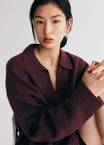 Бордовий зимовий светр H&M