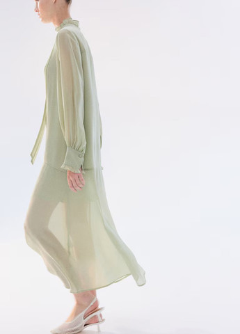 Фісташкова вечірня сукня H&M однотонна