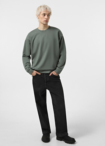 Сіро-зелений світшот Piazza Italia однотонний без декору (328823196)