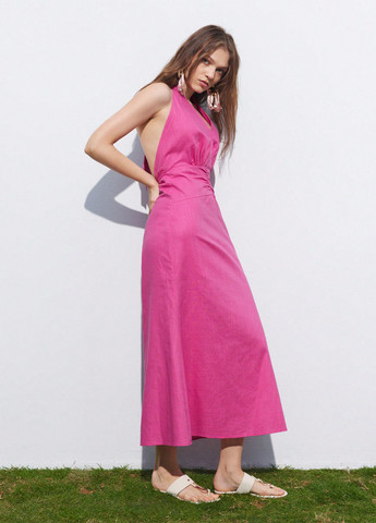 Темно-рожева кежуал сукня з відкритою спиною SHEIN однотонна