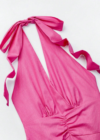 Темно-рожева кежуал сукня з відкритою спиною SHEIN однотонна