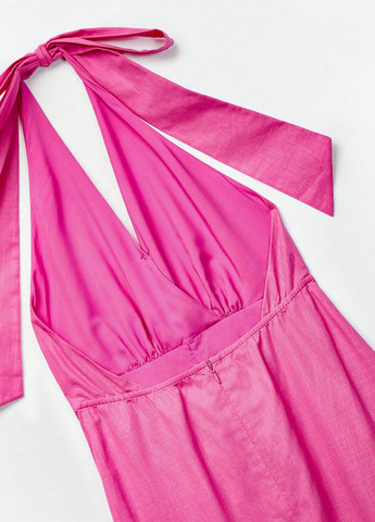 Темно-рожева кежуал сукня з відкритою спиною SHEIN однотонна