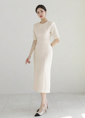 Молочна кежуал сукня SHEIN однотонна