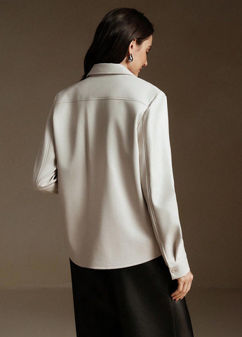 Бежевая кэжуал рубашка однотонная SHEIN