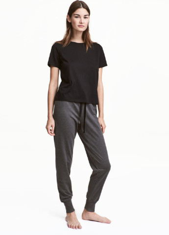 Темно-серые домашние демисезонные со средней талией брюки H&M
