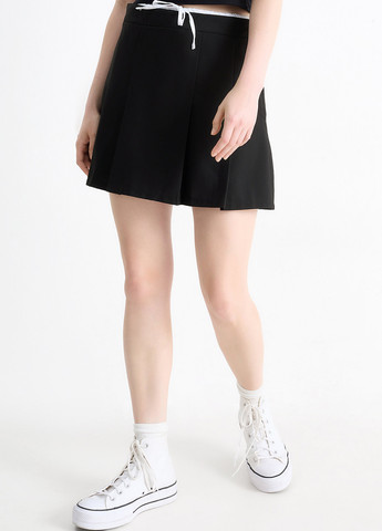 Черная кэжуал однотонная юбка C&A а-силуэта (трапеция), плиссе