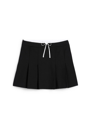 Черная кэжуал однотонная юбка C&A а-силуэта (трапеция), плиссе