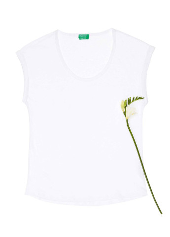 Белая летняя футболка с коротким рукавом United Colors of Benetton