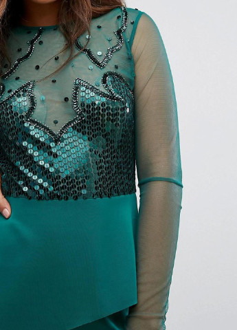 Зеленое коктейльное платье с баской Asos однотонное