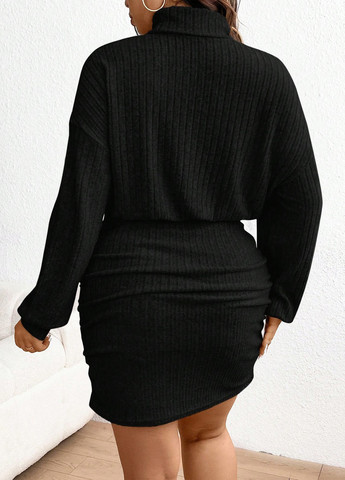 Черное кэжуал платье платье-водолазка SHEIN однотонное