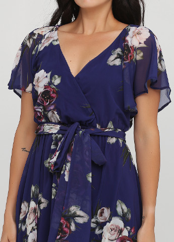 Фиолетовое кэжуал платье на запах, с юбкой-солнце City Goddess с цветочным принтом