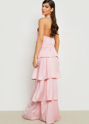 Світло-рожева святковий, вечірня сукня з відкритою спиною Boohoo однотонна