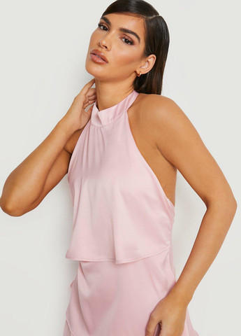 Світло-рожева святковий, вечірня сукня з відкритою спиною Boohoo однотонна